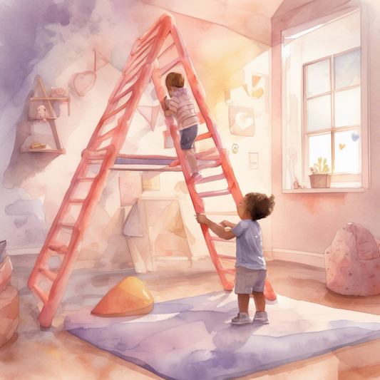 Pikler triangle climbing frame with a toddler safely