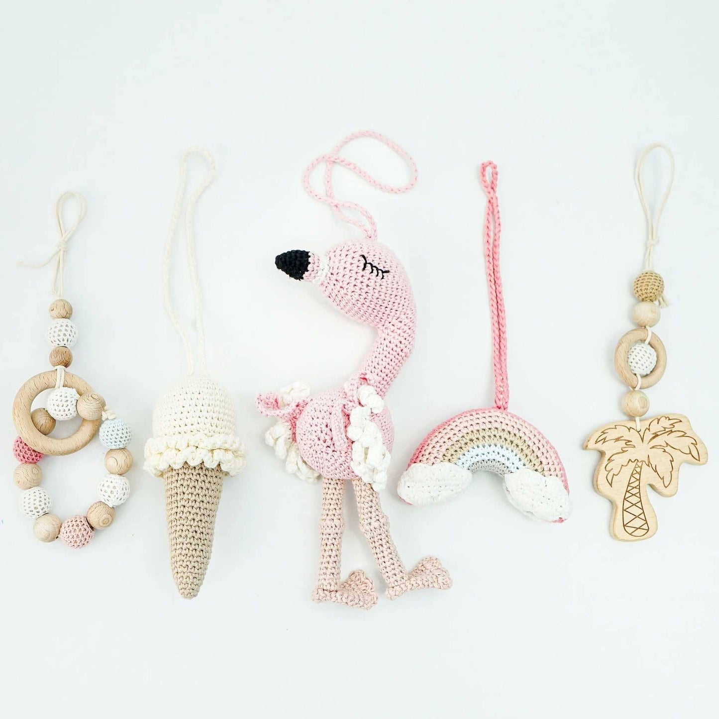 Handmade Crochet Toys for Baby Gym | Flamingo Dreams toys Jabaloo