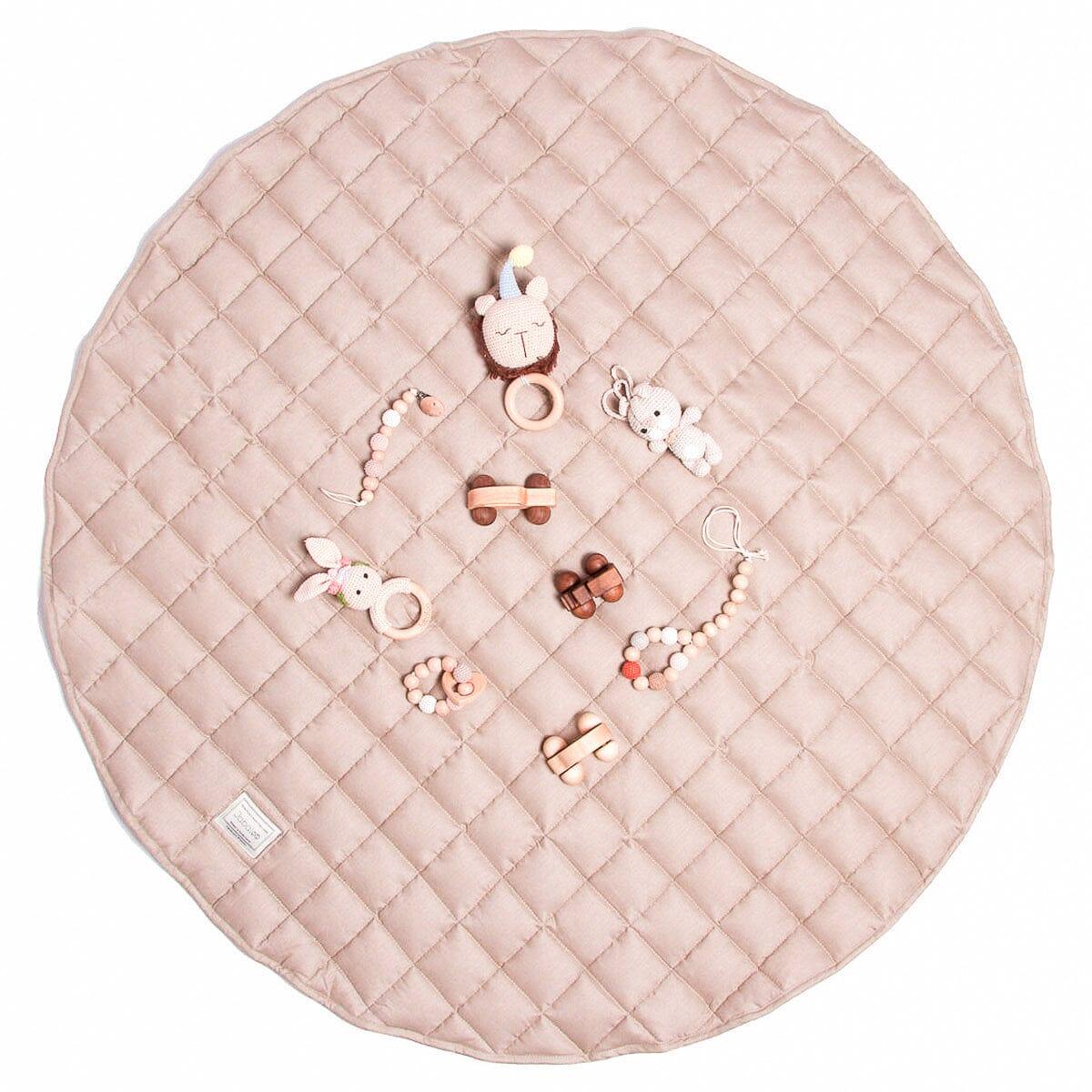 French Linen Deluxe Thick Quilted Play Mat Jabaloo Oat #color_oat