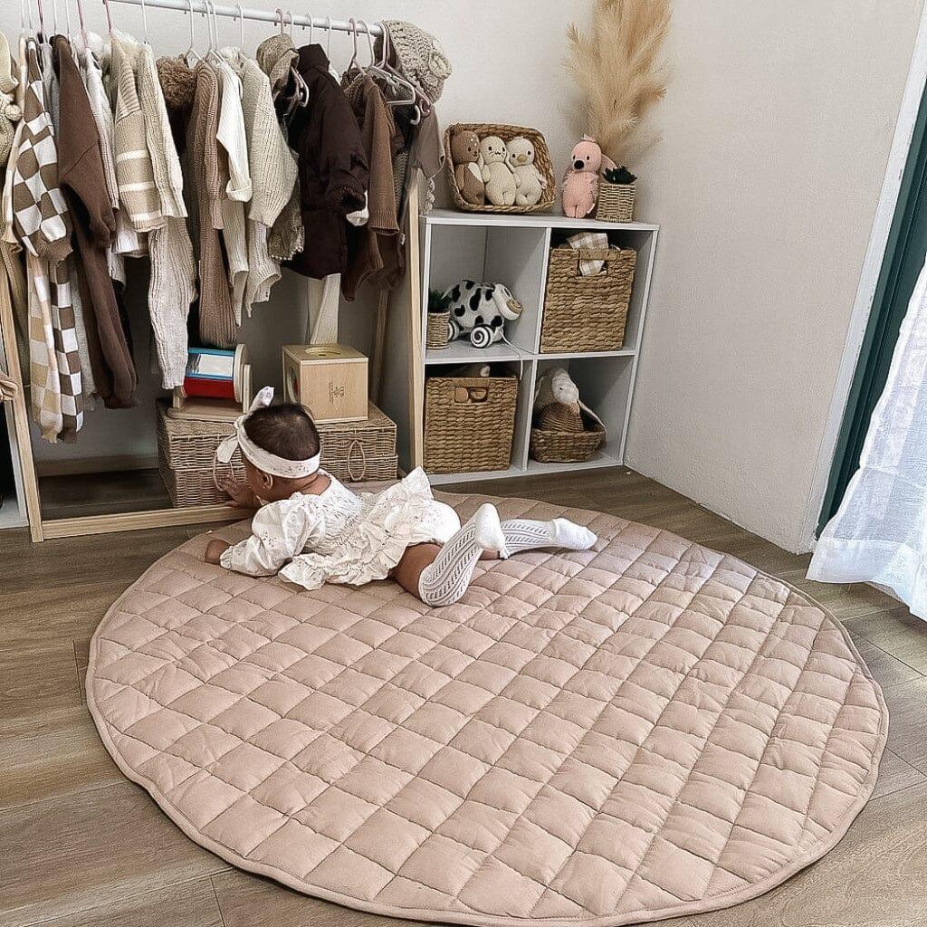 French Linen Deluxe Thick Quilted Play Mat Jabaloo #color_oat