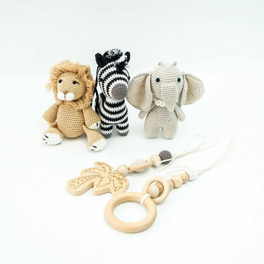 Handmade Crochet Toys for Baby Gym | Safari toys Jabaloo