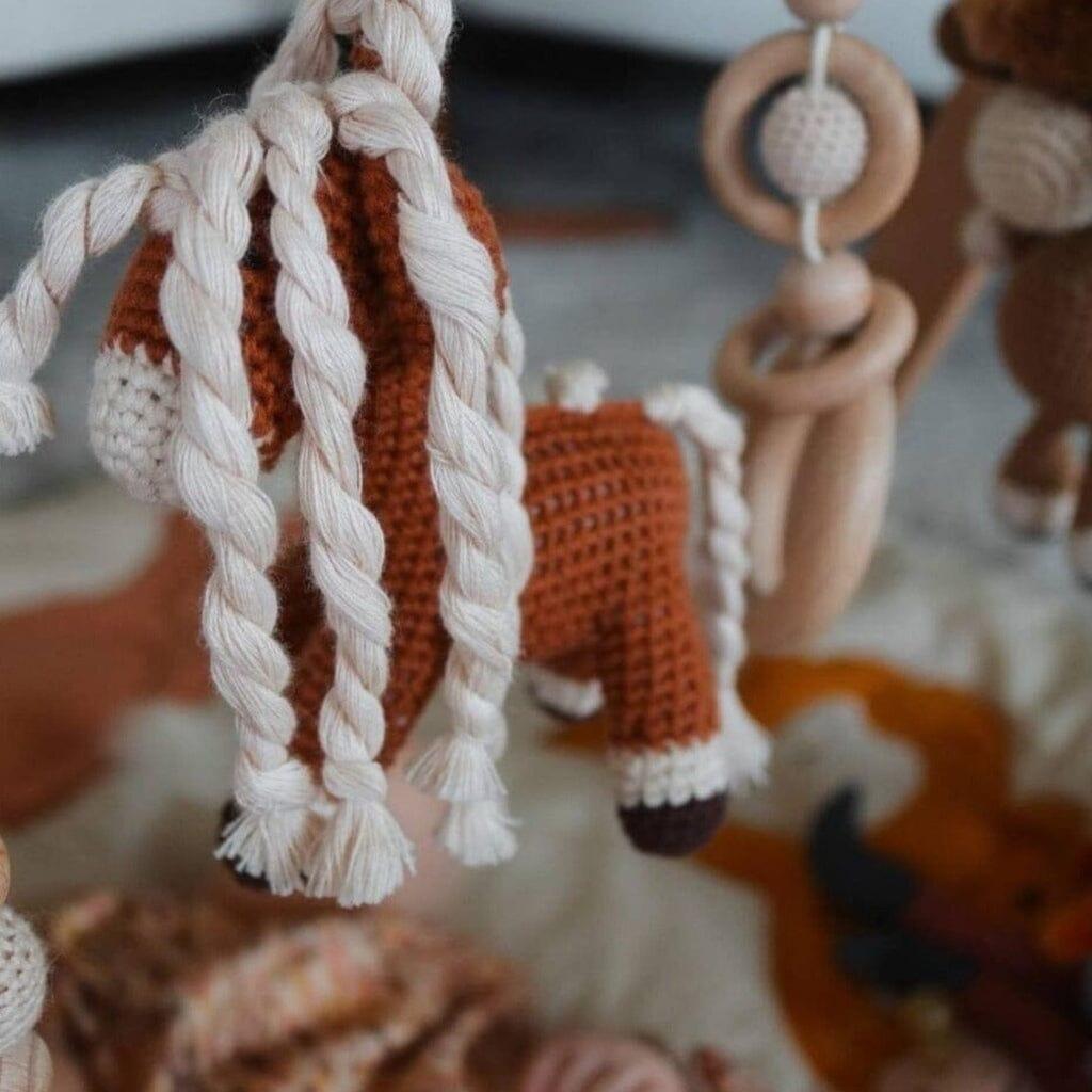 Baby Gym with Handmade Crochet Toys Jabaloo #toys_farm