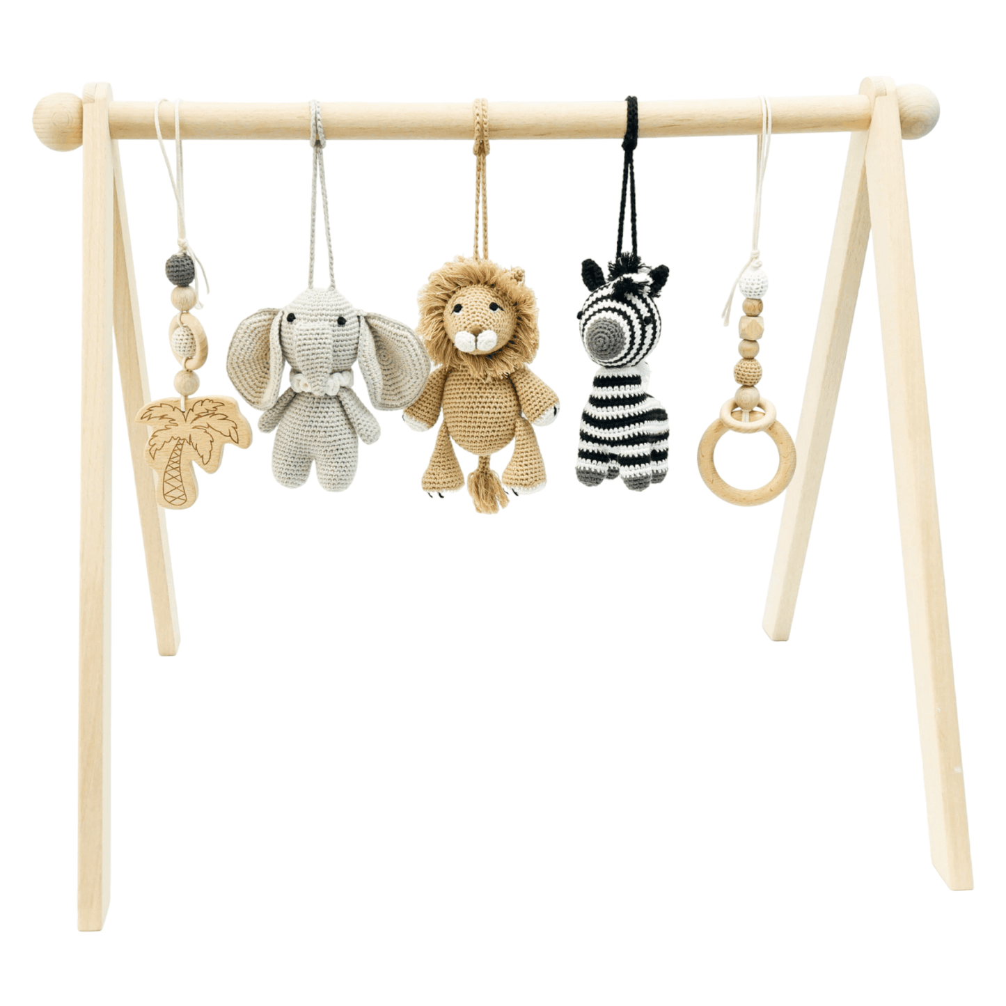 Baby Gym with Handmade Crochet Toys Jabaloo Safari #toys_safari