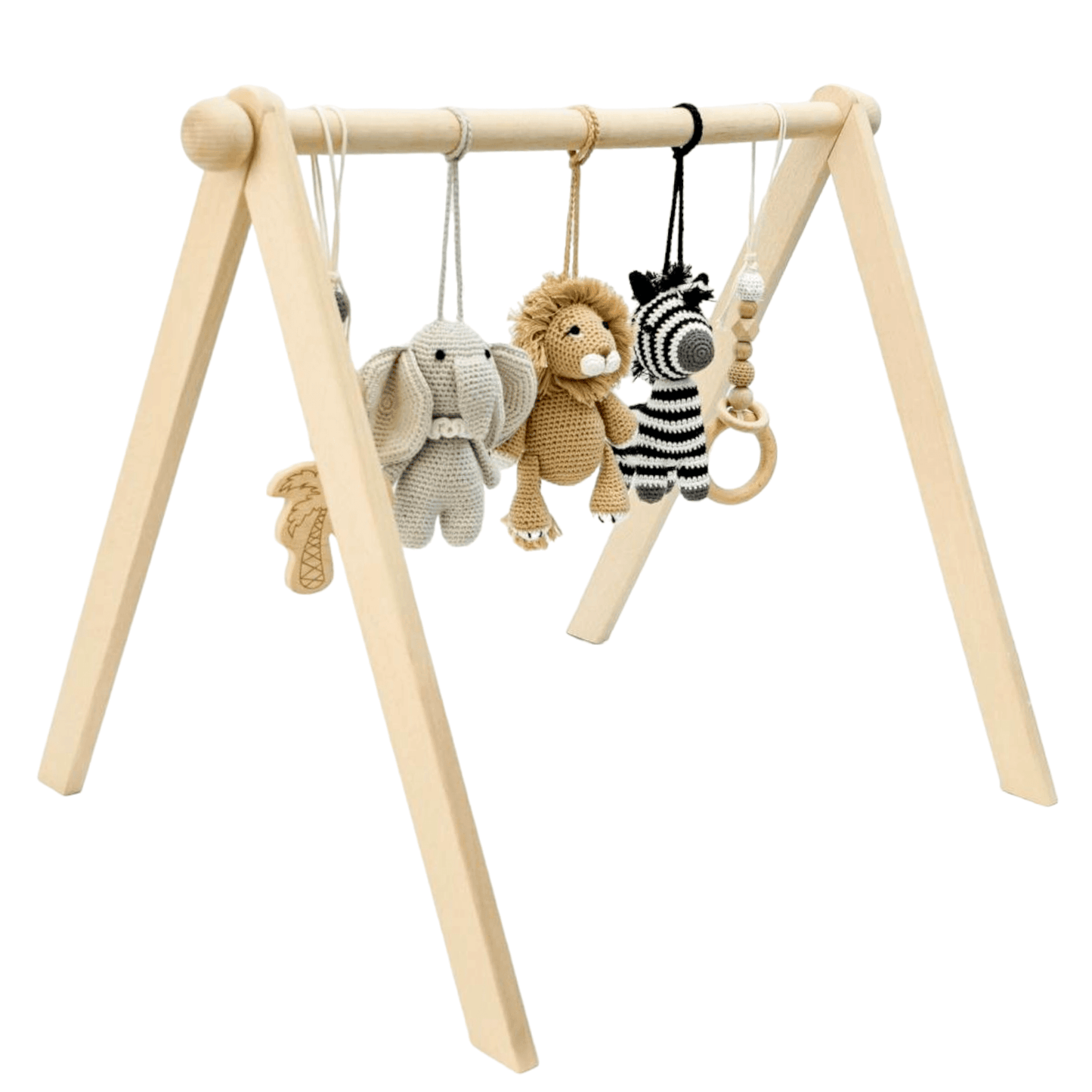 Baby Gym with Handmade Crochet Toys Jabaloo Safari #toys_safari