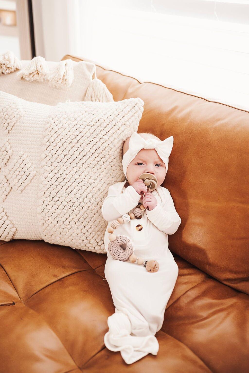 Crochet Moon Pacifier Clip toys Jabaloo