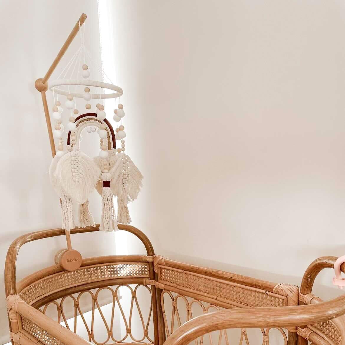 Handmade Boho Nursery Mobile | Macrame Rainbow Jabaloo