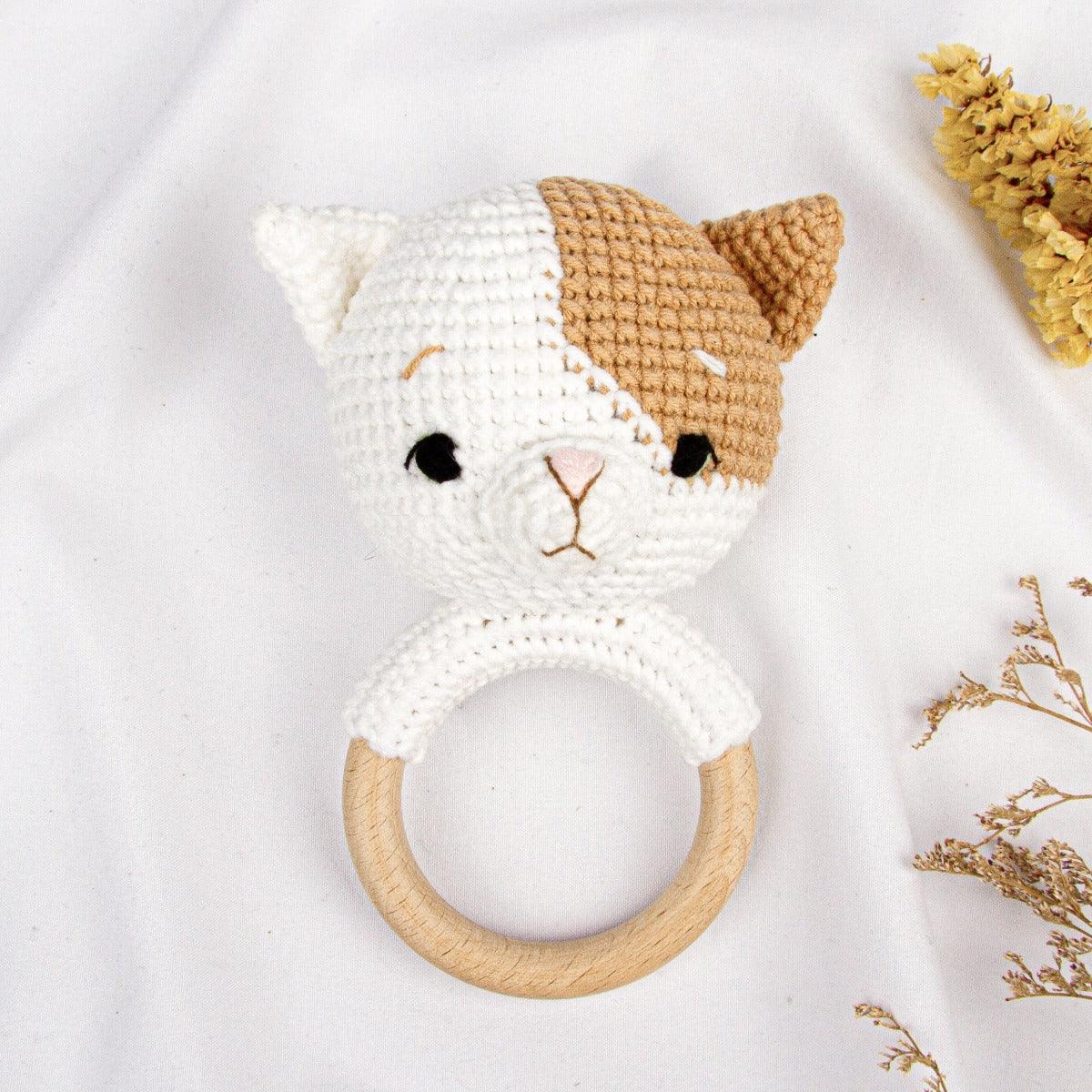 Handmade Cat Crochet Rattle toys Jabaloo