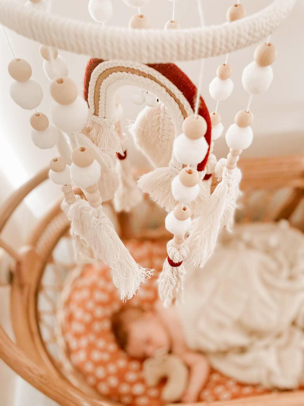 Handmade Boho Nursery Mobile | Macrame Rainbow Jabaloo