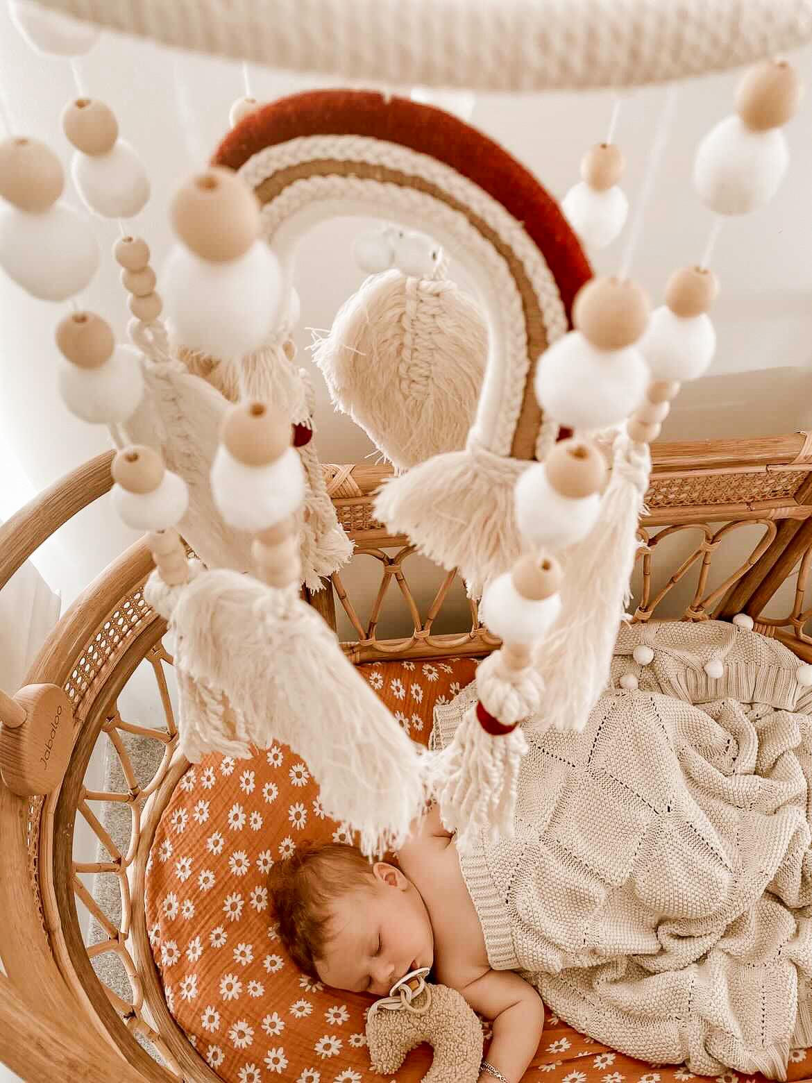 Handmade Boho Nursery Mobile | Macrame Rainbow Jabaloo