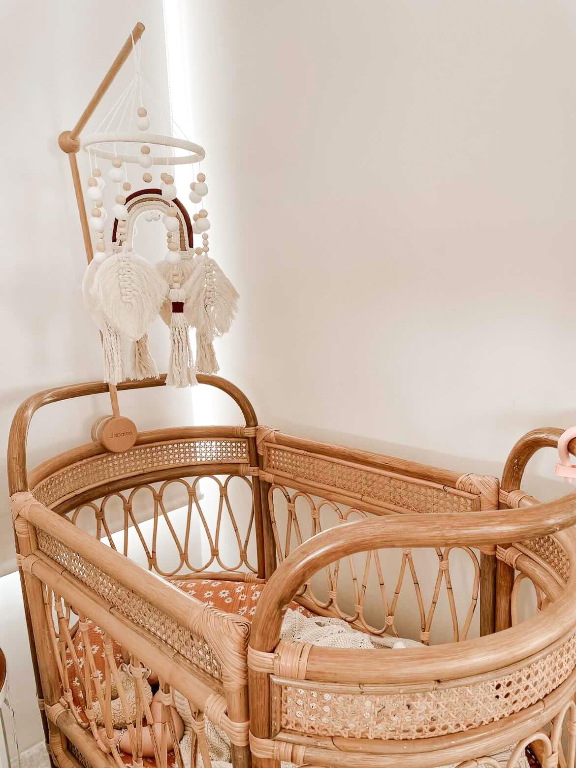 Handmade Boho Nursery Mobile | Macrame Rainbow Jabaloo
