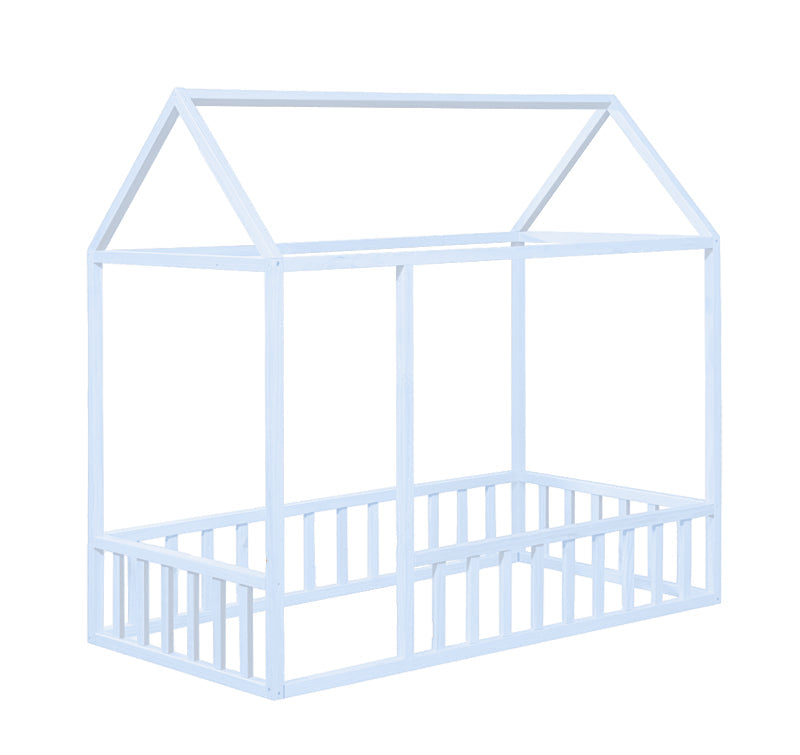 Montessori Wooden House Bed with Rails