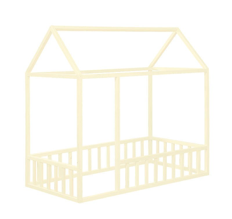 Montessori Wooden House Bed with Rails