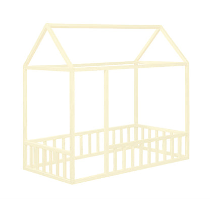 Montessori Wooden House Bed with Rails