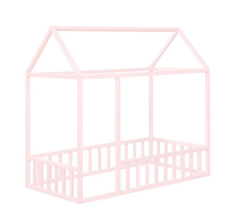 Montessori Wooden House Bed with Rails