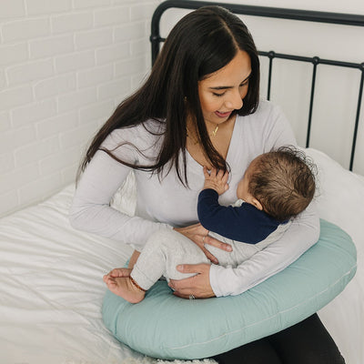 Crescent Nursing Pillow for breastfeeding #color_eucalyptus