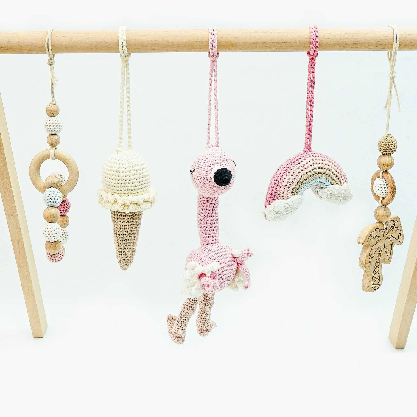 Handmade Crochet Toys for Baby Gym | Flamingo Dreams toys Jabaloo 
