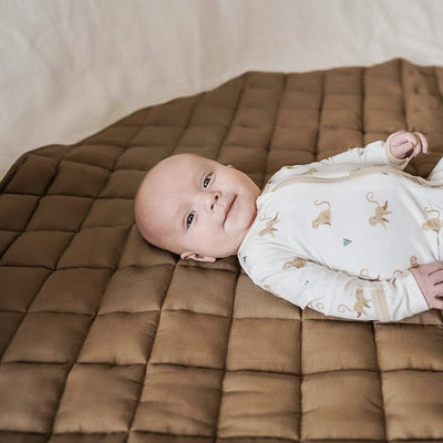 French Linen Deluxe Thick Quilted Play Mat Jabaloo #color_chestnut