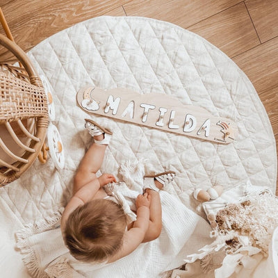 French Linen Deluxe Thick Quilted Play Mat Jabaloo #color_natural