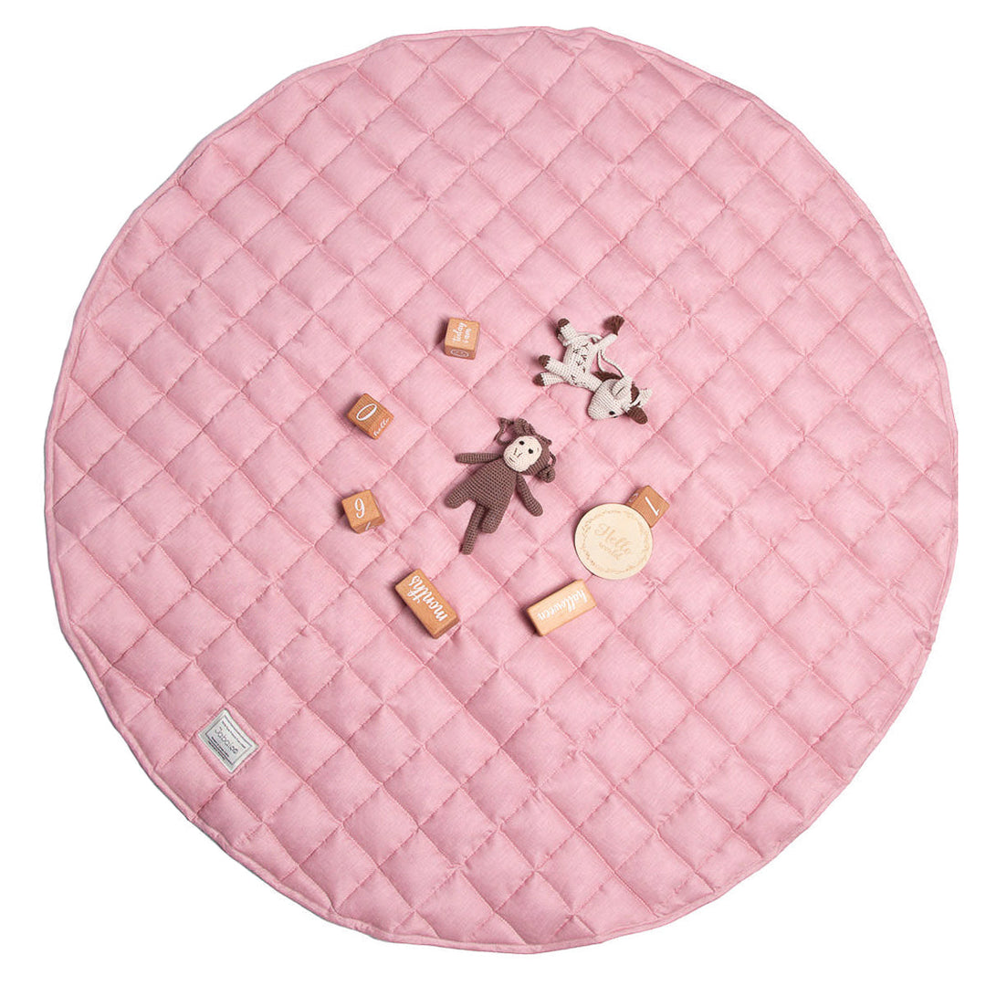 French Linen Deluxe Thick Quilted Play Mat Jabaloo Soft Rose #color_soft-rose