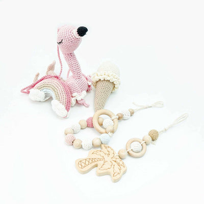 Handmade Crochet Toys for Baby Gym | Flamingo Dreams toys Jabaloo 