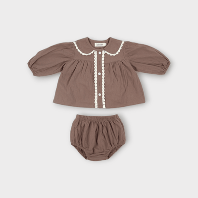 Eleanor Shirt and Bloomers set Jabaloo Cocoa 0-6 Months 