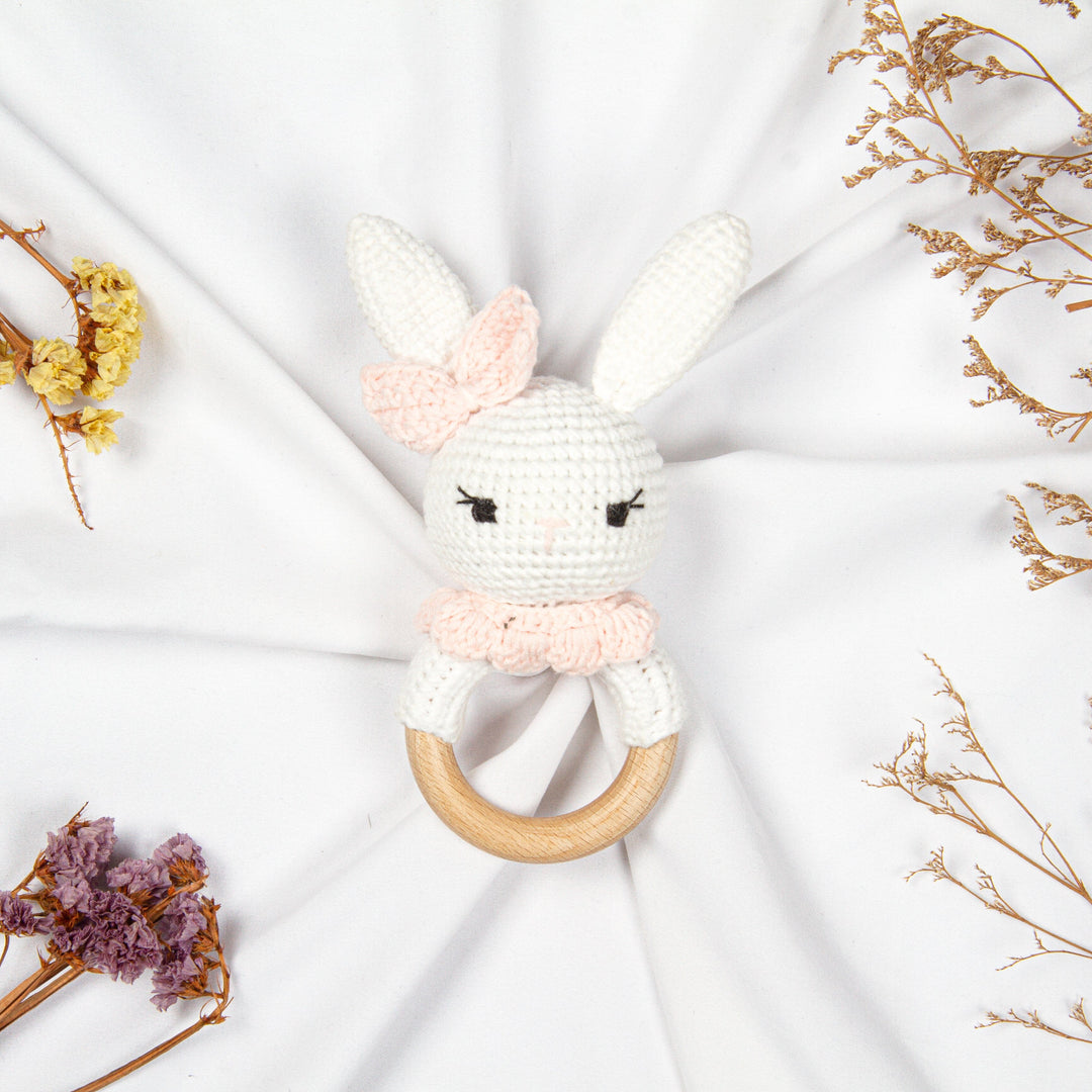 Handmade Bunny Crochet Rattle toys Jabaloo 