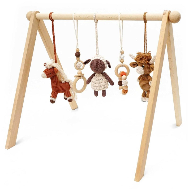 Farm House Knit Toys and Wooden Baby Gym Set | Jabaloo #toys_farm