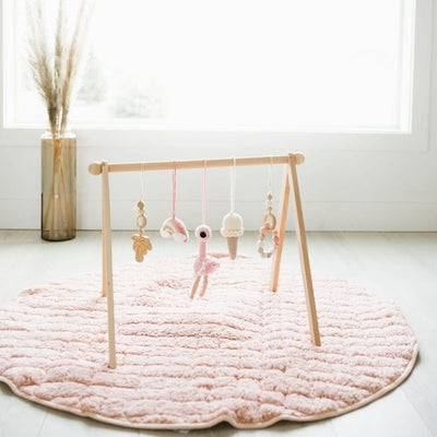 Baby Gym with Handmade Crochet Toys Jabaloo #toys_flamingo
