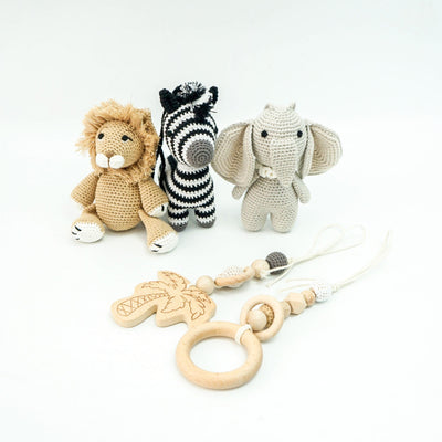 Baby Gym with Handmade Crochet Toys Jabaloo Safari #toys_safari