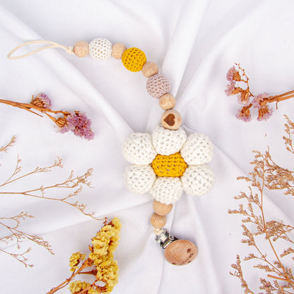Crochet Flower Pacifier Clip toys Jabaloo 