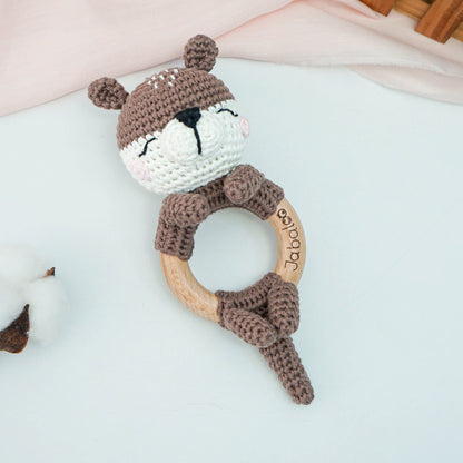 Handmade Otter Crochet Rattle toys Jabaloo