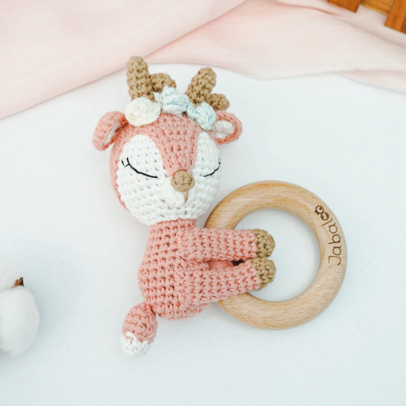 Handmade Reindeer Crochet Rattle toys Jabaloo 
