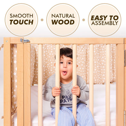 Full Montessori Floor Bed Frame for Toddlers with Fence and Wooden Slats (75*54 inch)