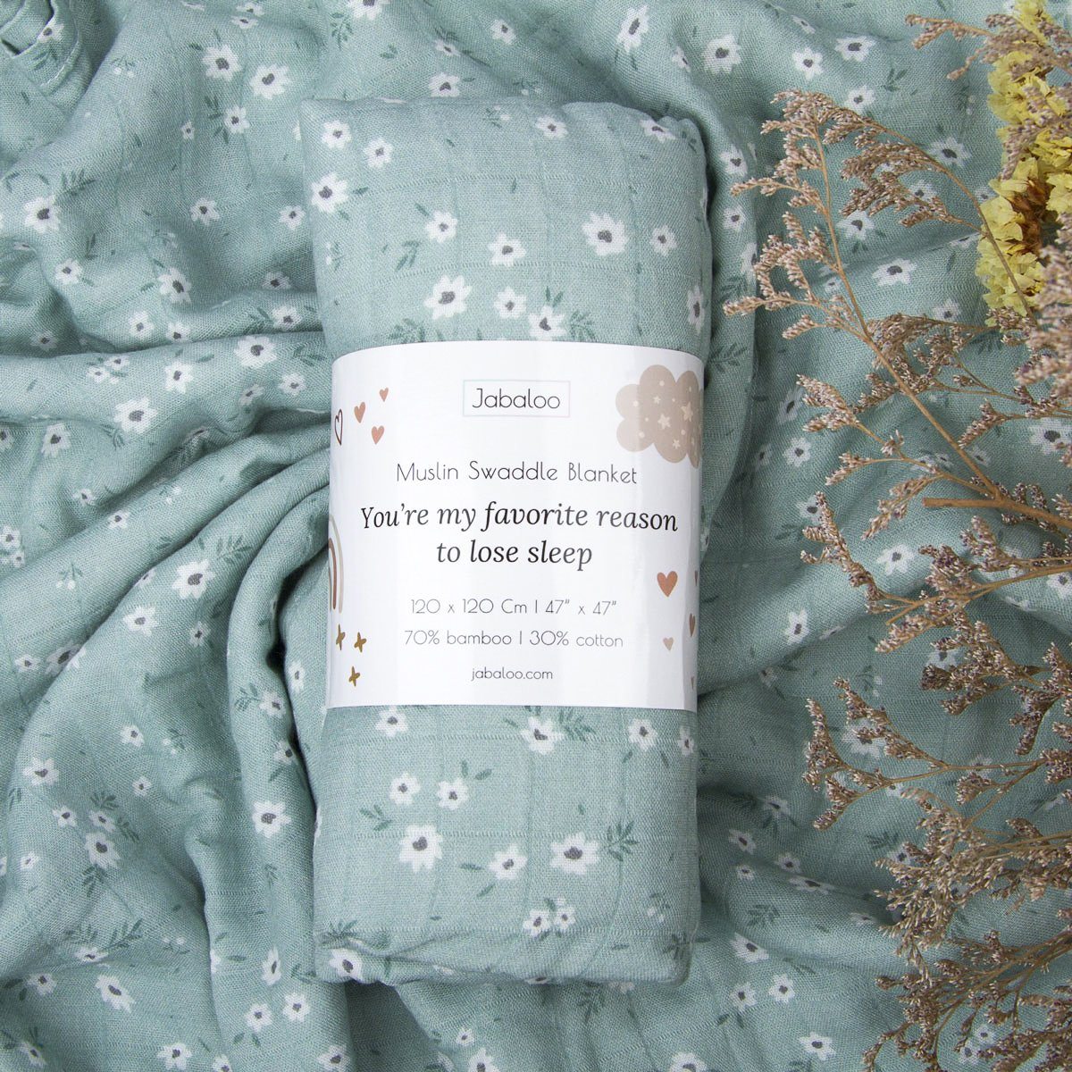 Ultra Soft Organic Swaddle Blanket | Garden Flowers sleep Jabaloo