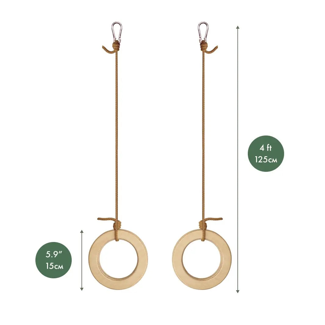 Wooden gymnastic rings for kids