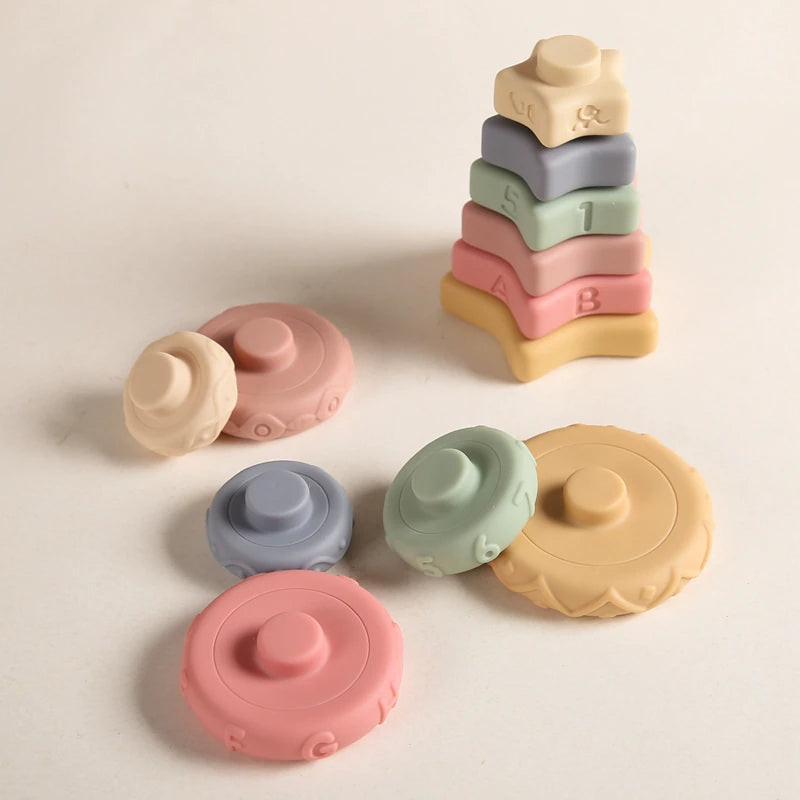 Pastel Rainbow Silicone Stacking Toy toys Jabaloo 