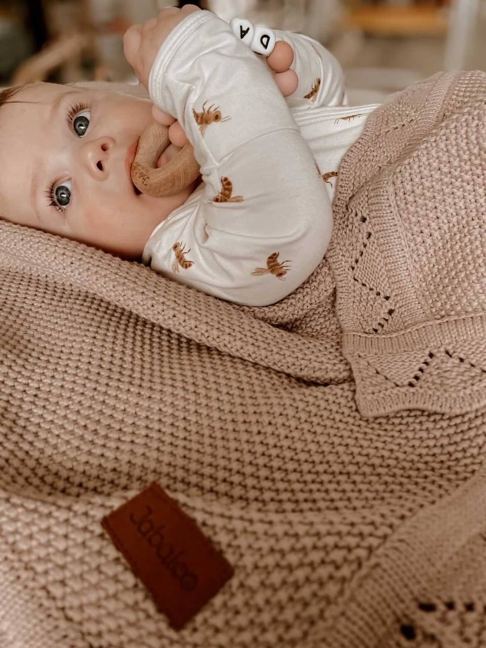 Vintage Heirloom Knit Cotton Baby Blanket sleep Jabaloo 