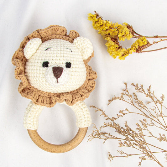 Handmade Lion Crochet Rattle toys Jabaloo 