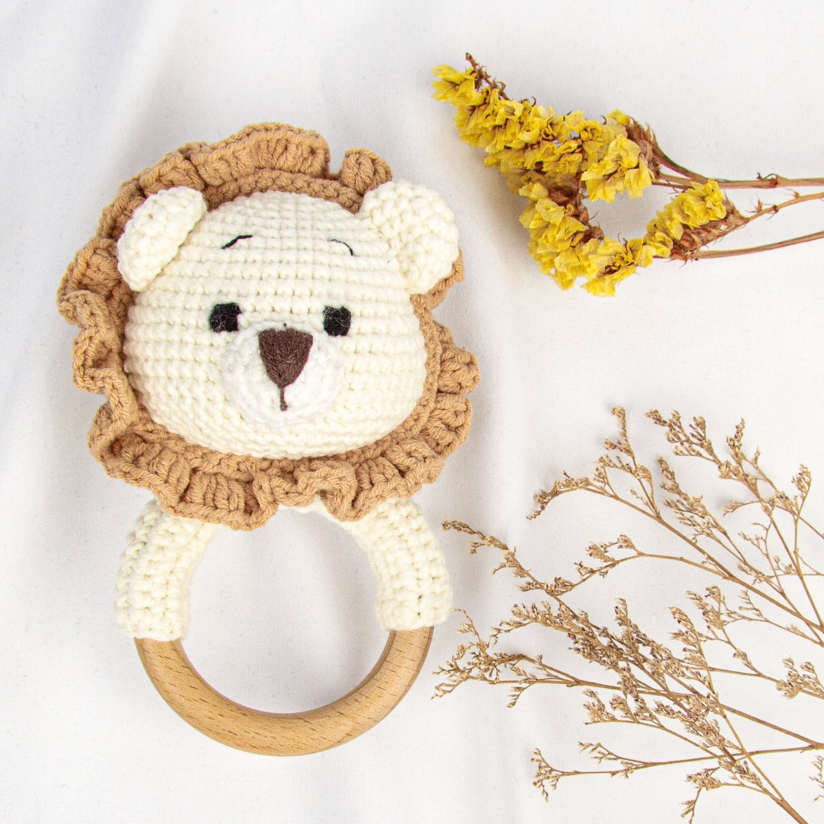 Handmade Lion Crochet Rattle toys Jabaloo 