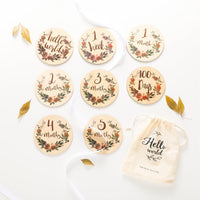 Wooden Milestone Discs with Floral Design toys Jabaloo 