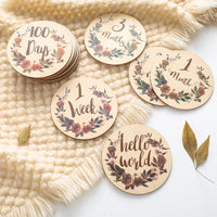 Wooden Milestone Discs with Floral Design toys Jabaloo 