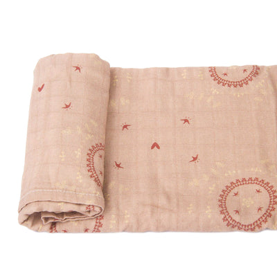 Ultra Soft Organic Swaddle Blanket | Peach Bloom sleep Jabaloo 
