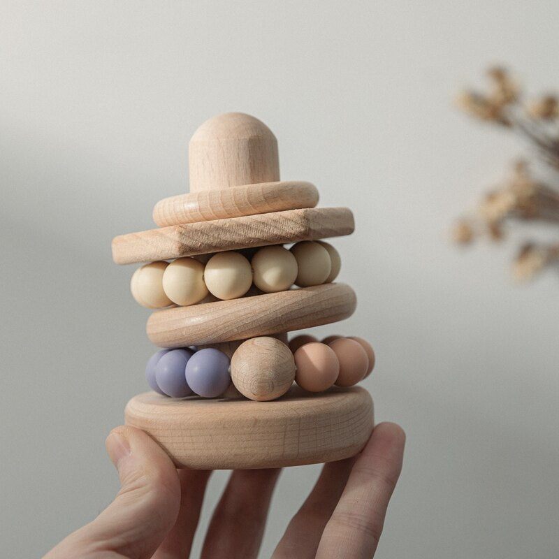 Wood + Silicone Ring Stacking Toy toys Jabaloo 