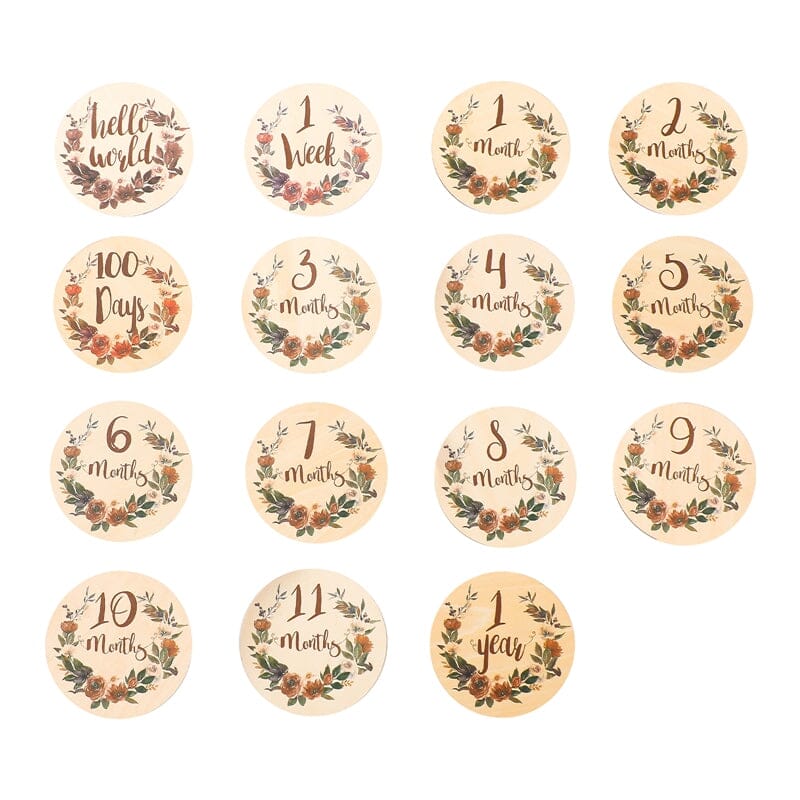 Wooden Milestone Discs with Floral Design toys Jabaloo 