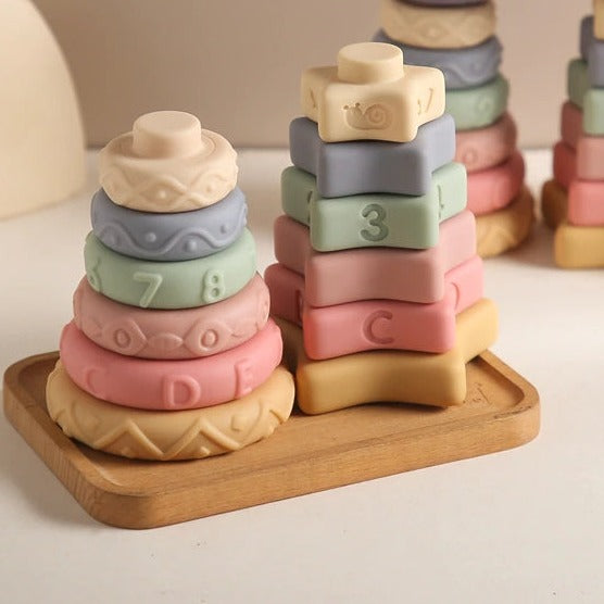 Pastel Rainbow Silicone Stacking Toy toys Jabaloo 