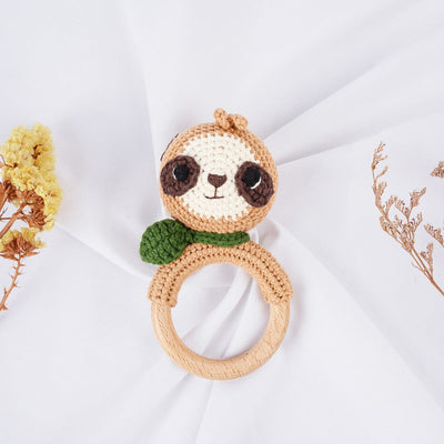 Handmade Sloth Crochet Baby Rattle toys Jabaloo 