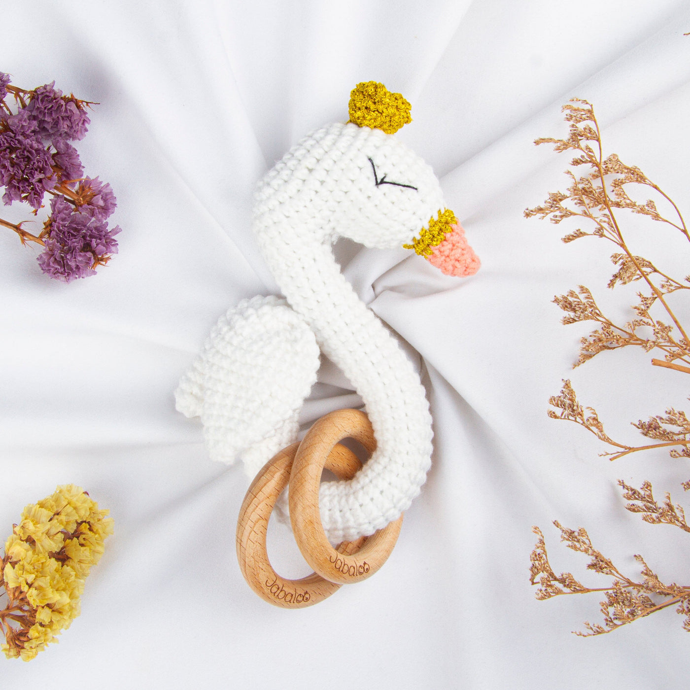 Handmade Swan Crochet Rattle toys Jabaloo 