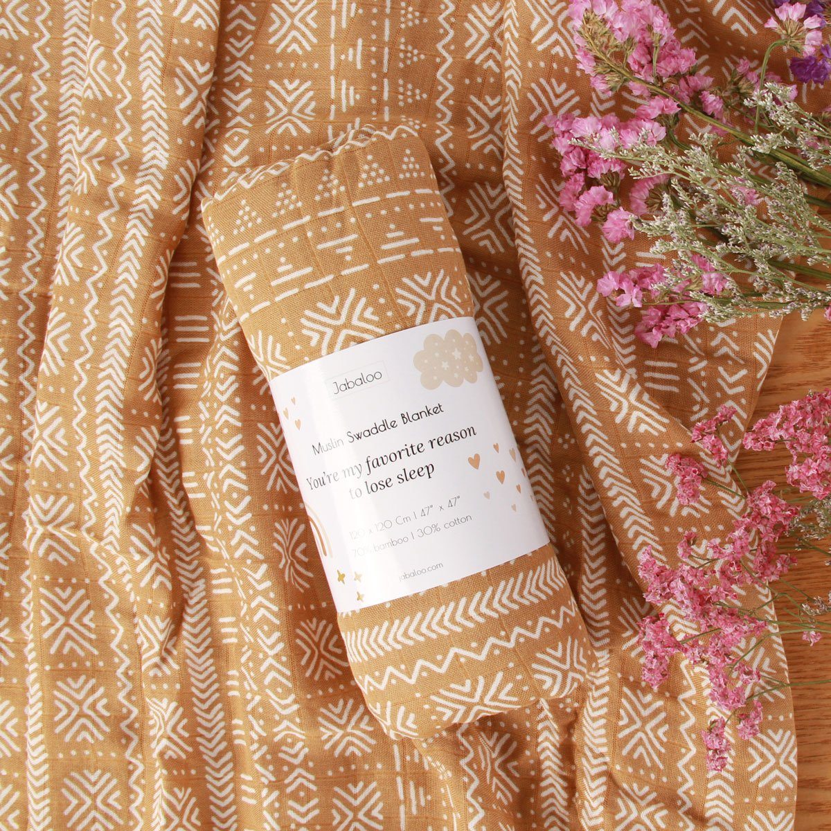 Ultra Soft Organic Swaddle Blanket | Dark Mustard sleep Jabaloo 