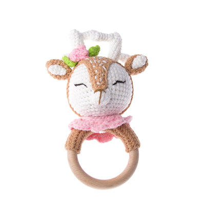 Handmade Flower Deer Crochet Rattle toys Jabaloo 