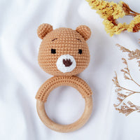 Handmade Bear Crochet Baby Rattle toys Jabaloo 